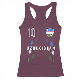 Uzbekistan Soccer Sports Graphic Number 10 Jersey Style Racerback Tank Top Proud Uzbek Football Fans Game Day Pride