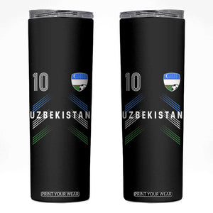 Uzbekistan Soccer Sports Graphic Number 10 Jersey Style Skinny Tumbler Proud Uzbek Football Fans Game Day Pride