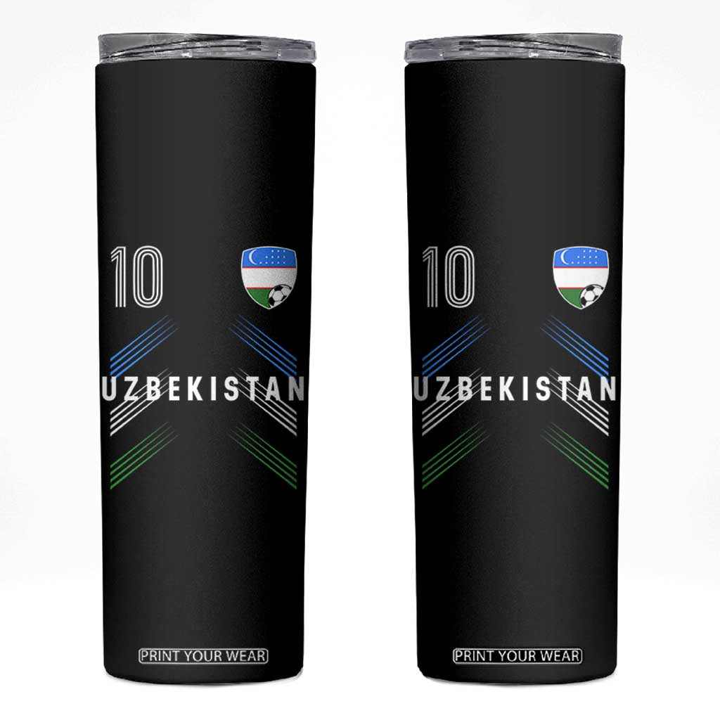 Uzbekistan Soccer Sports Graphic Number 10 Jersey Style Skinny Tumbler Proud Uzbek Football Fans Game Day Pride TS02 Black Print Your Wear