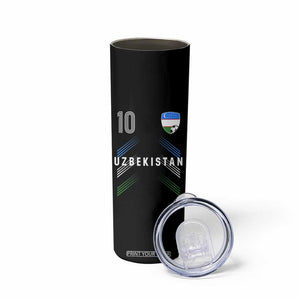 Uzbekistan Soccer Sports Graphic Number 10 Jersey Style Skinny Tumbler Proud Uzbek Football Fans Game Day Pride