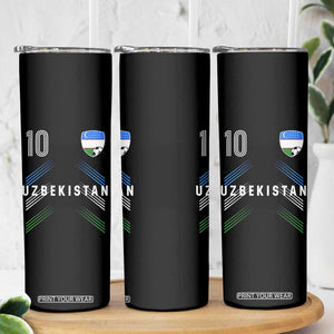 Uzbekistan Soccer Sports Graphic Number 10 Jersey Style Skinny Tumbler Proud Uzbek Football Fans Game Day Pride