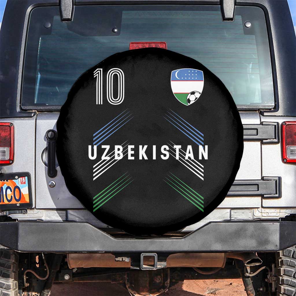 Uzbekistan Soccer Sports Graphic Number 10 Jersey Style Spare Tire Cover Proud Uzbek Football Fans Game Day Pride