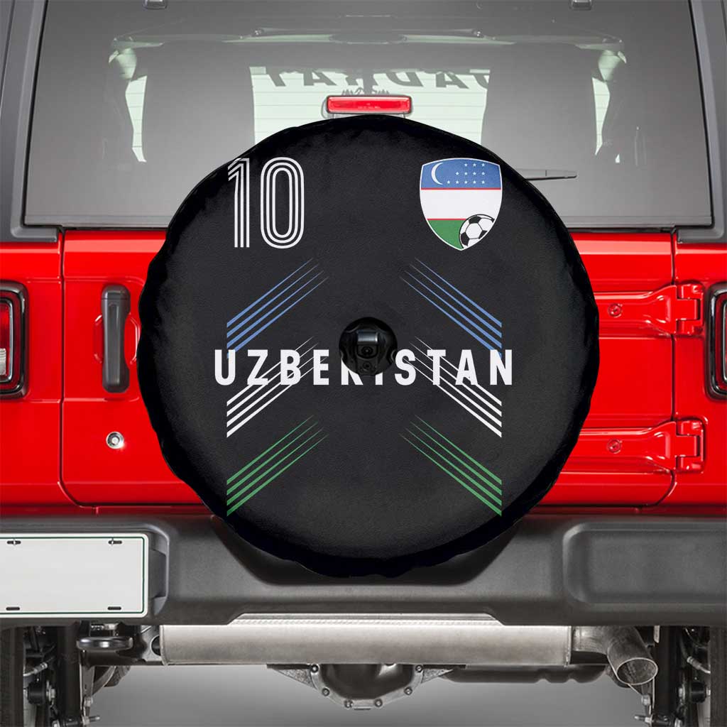 Uzbekistan Soccer Sports Graphic Number 10 Jersey Style Spare Tire Cover Proud Uzbek Football Fans Game Day Pride
