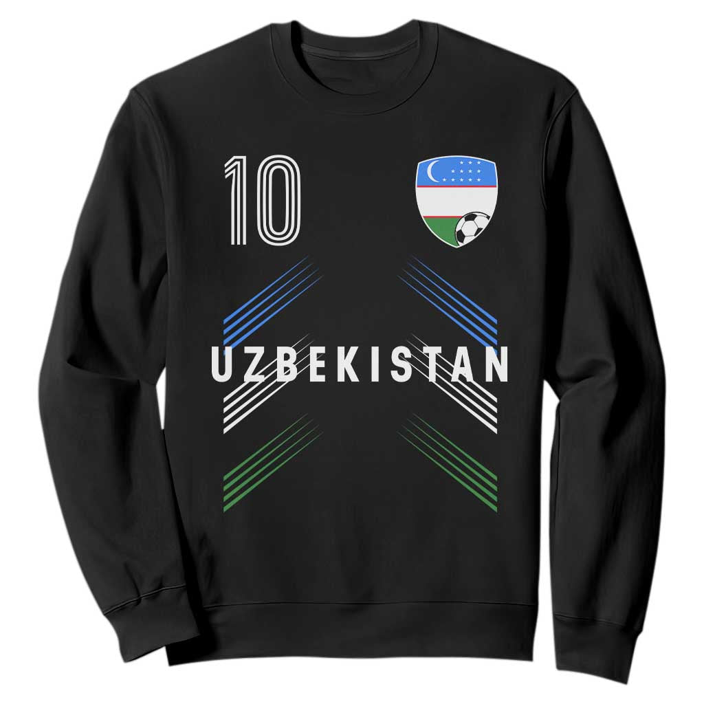 Uzbekistan Soccer Sports Graphic Number 10 Jersey Style Sweatshirt Proud Uzbek Football Fans Game Day Pride