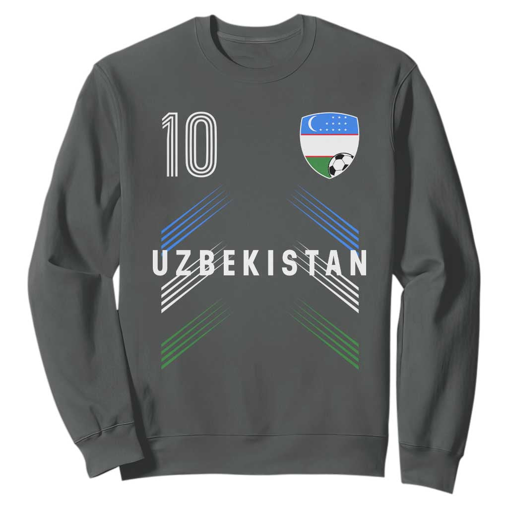 Uzbekistan Soccer Sports Graphic Number 10 Jersey Style Sweatshirt Proud Uzbek Football Fans Game Day Pride