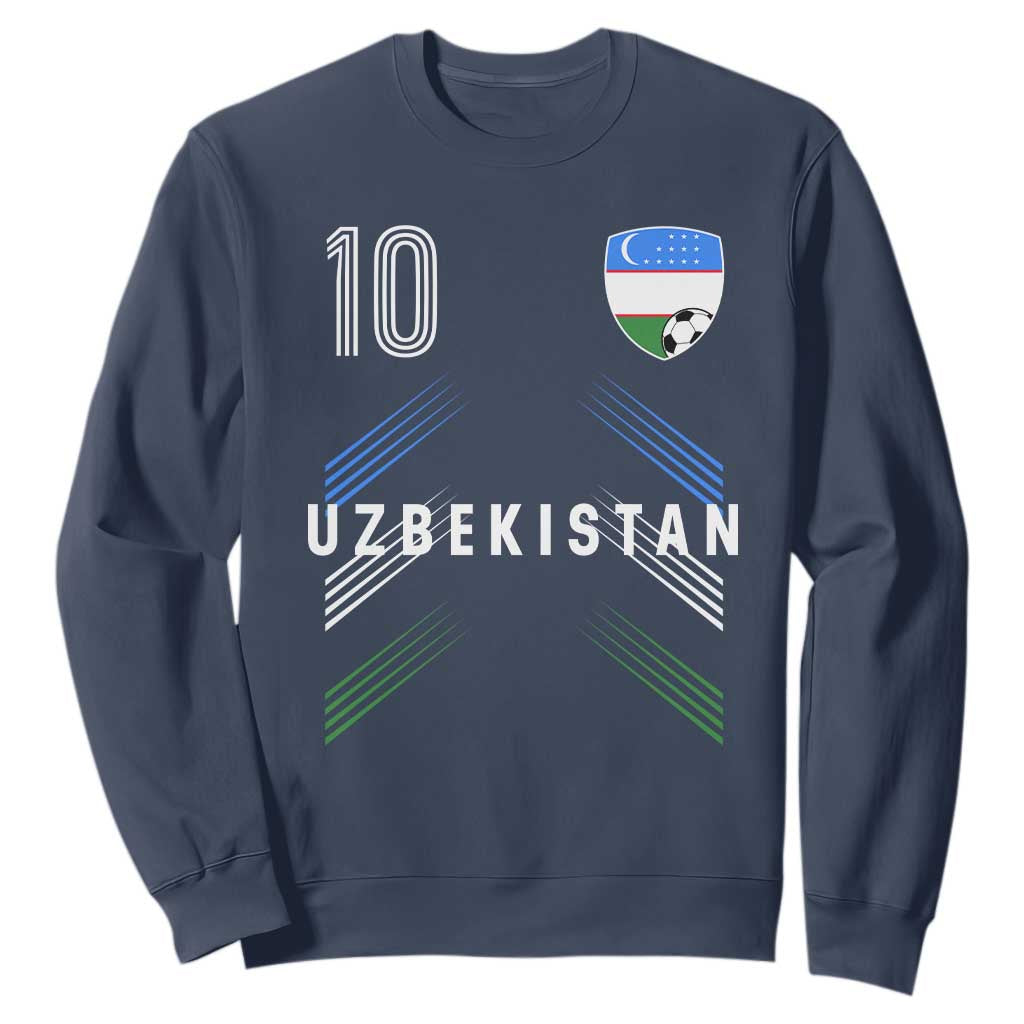 Uzbekistan Soccer Sports Graphic Number 10 Jersey Style Sweatshirt Proud Uzbek Football Fans Game Day Pride