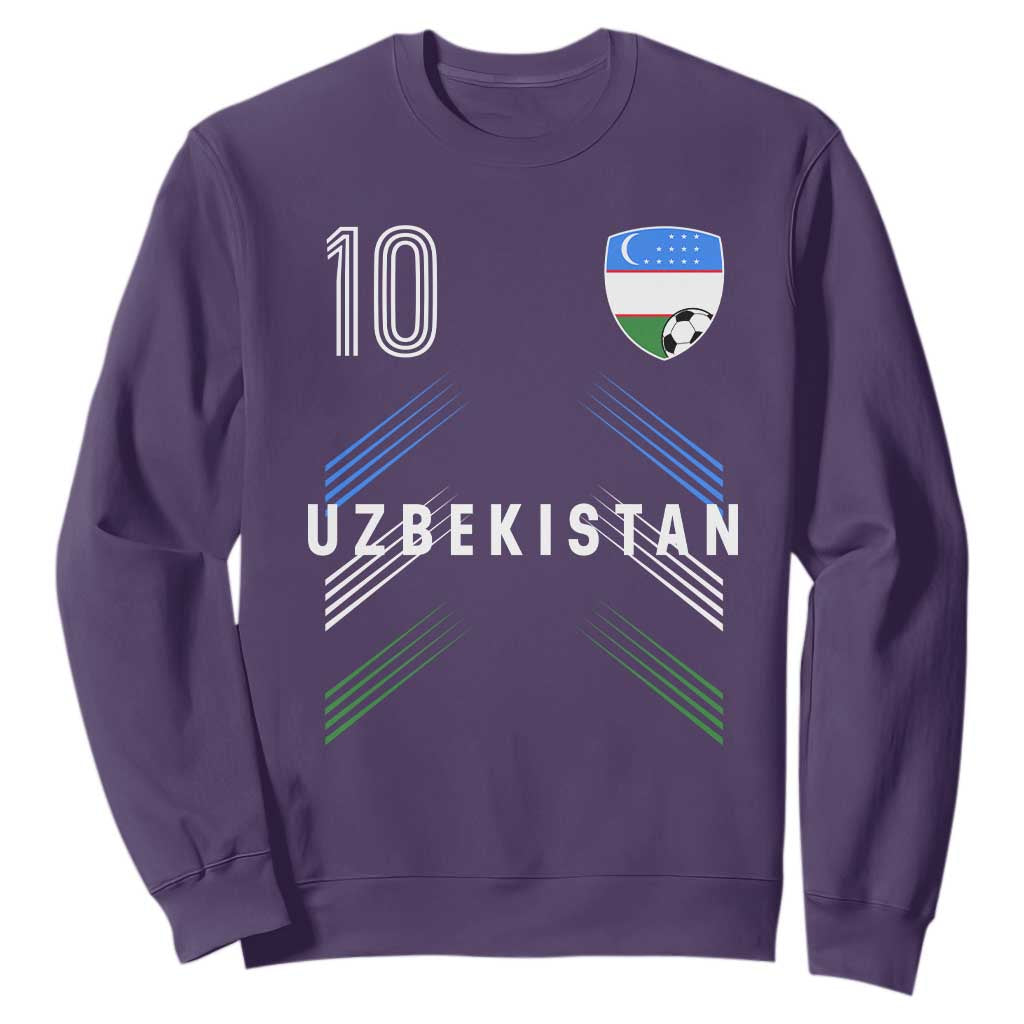 Uzbekistan Soccer Sports Graphic Number 10 Jersey Style Sweatshirt Proud Uzbek Football Fans Game Day Pride