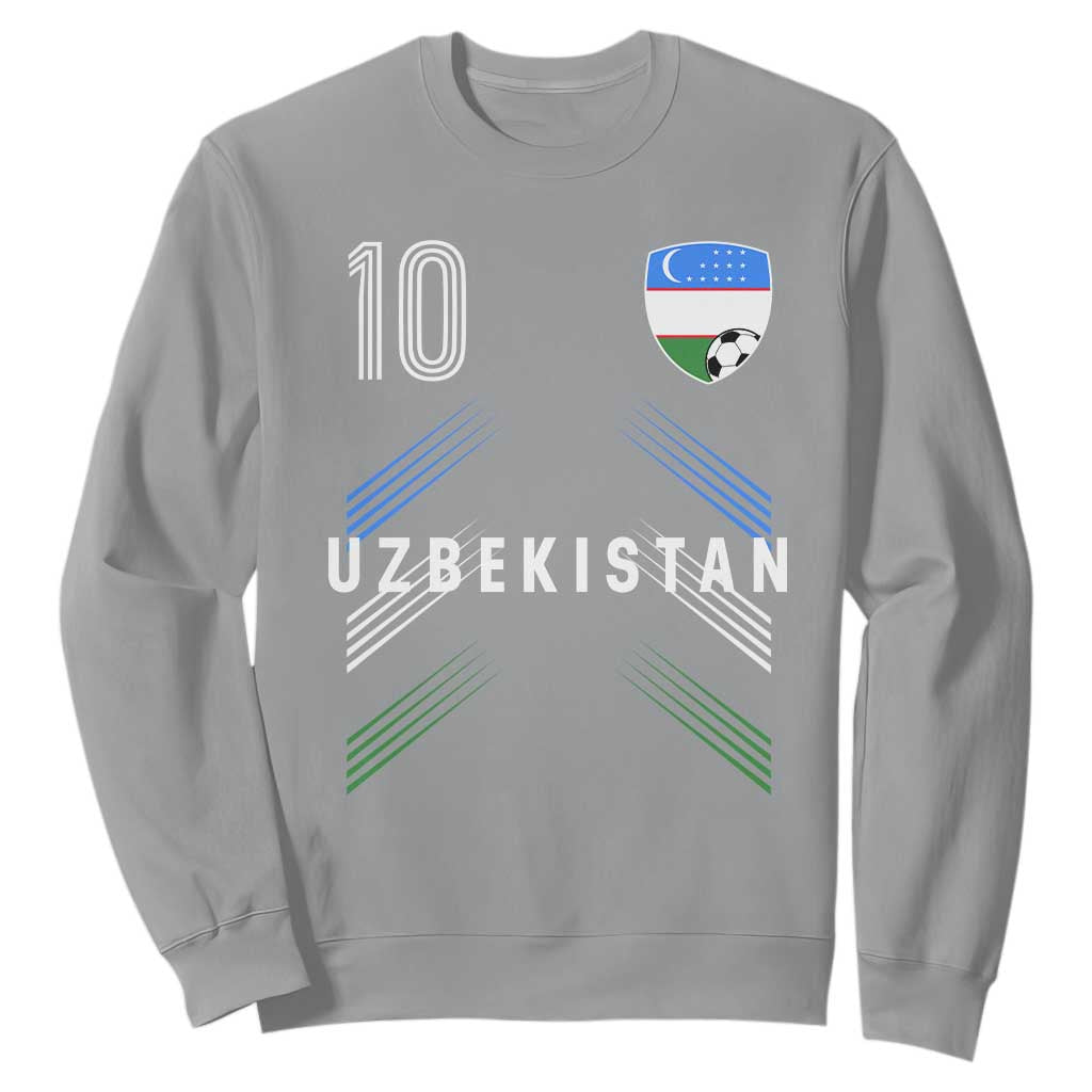 Uzbekistan Soccer Sports Graphic Number 10 Jersey Style Sweatshirt Proud Uzbek Football Fans Game Day Pride