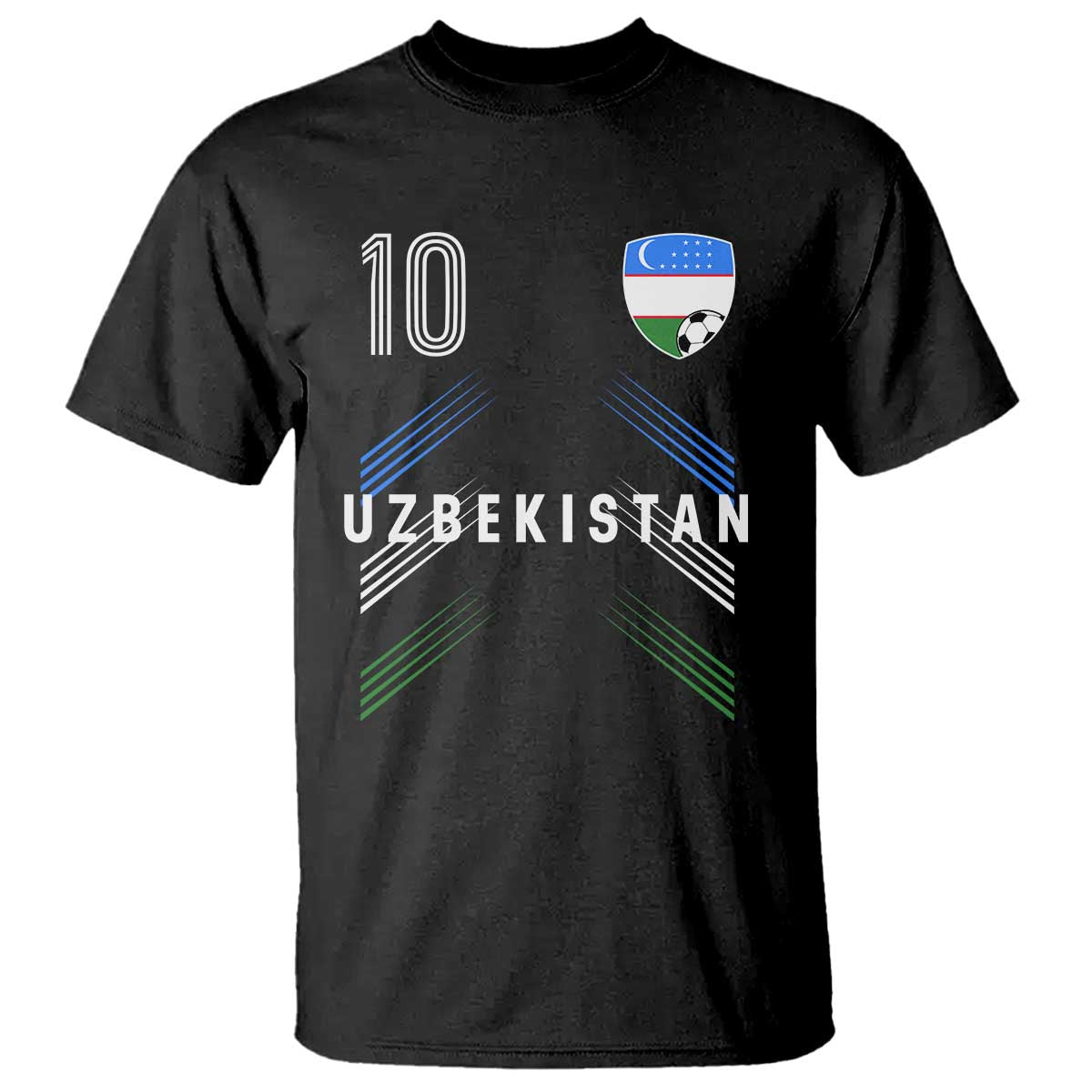 Uzbekistan Soccer Sports Graphic Number 10 Jersey Style T Shirt Proud Uzbek Football Fans Game Day Pride