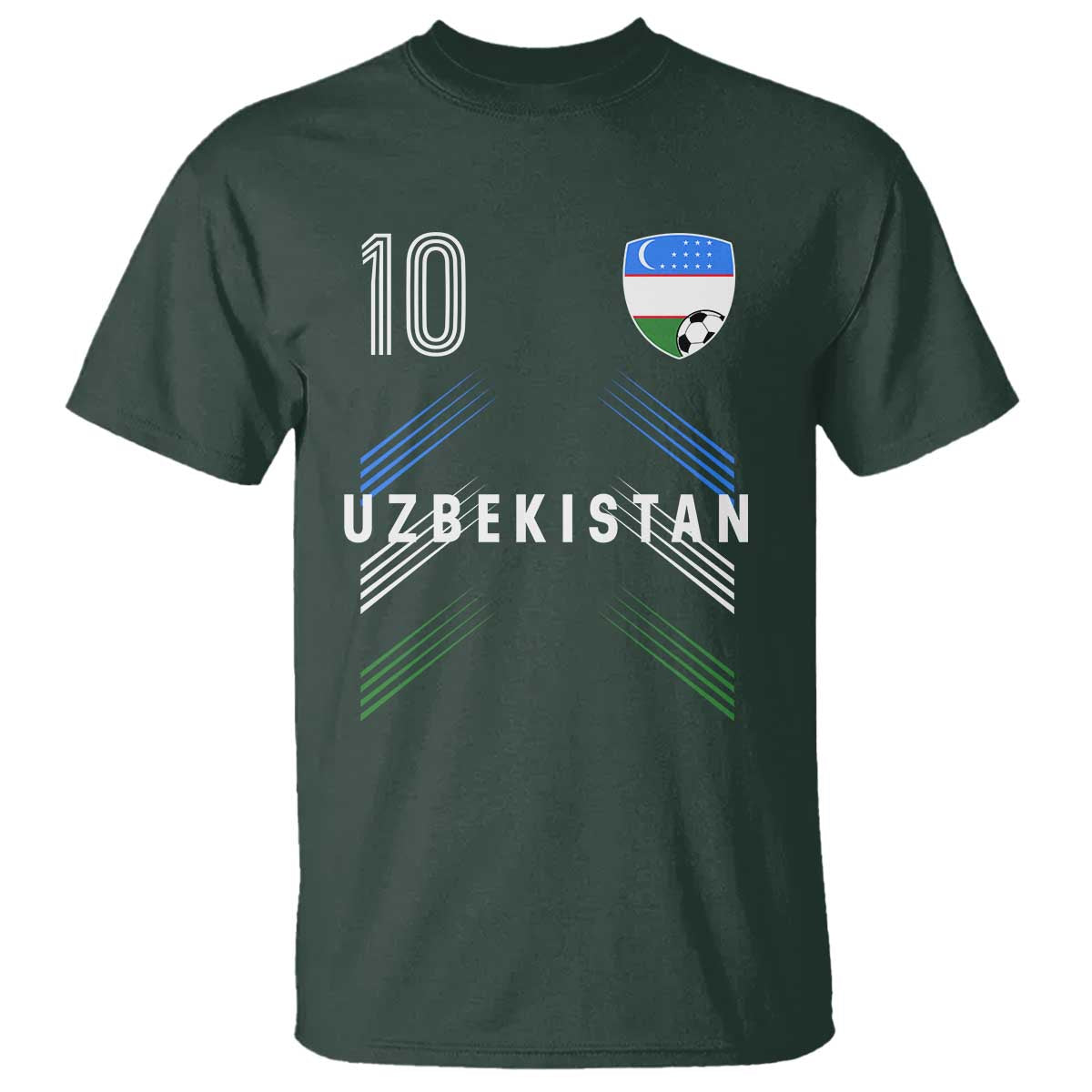 Uzbekistan Soccer Sports Graphic Number 10 Jersey Style T Shirt Proud Uzbek Football Fans Game Day Pride