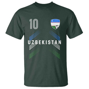 Uzbekistan Soccer Sports Graphic Number 10 Jersey Style T Shirt Proud Uzbek Football Fans Game Day Pride