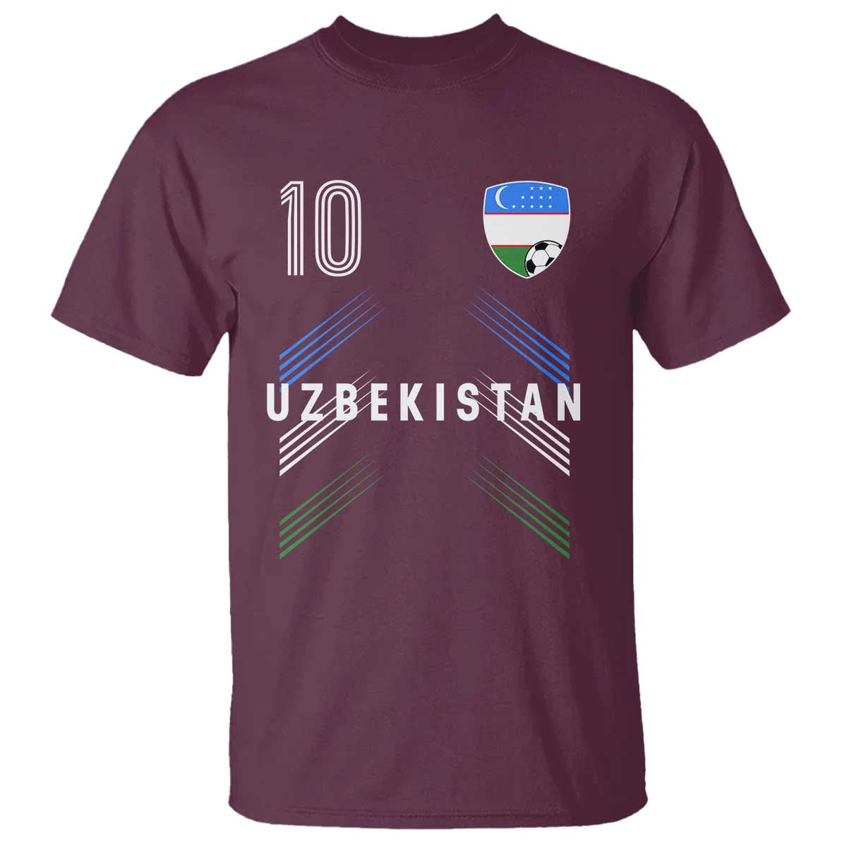 Uzbekistan Soccer Sports Graphic Number 10 Jersey Style T Shirt Proud Uzbek Football Fans Game Day Pride