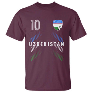 Uzbekistan Soccer Sports Graphic Number 10 Jersey Style T Shirt Proud Uzbek Football Fans Game Day Pride