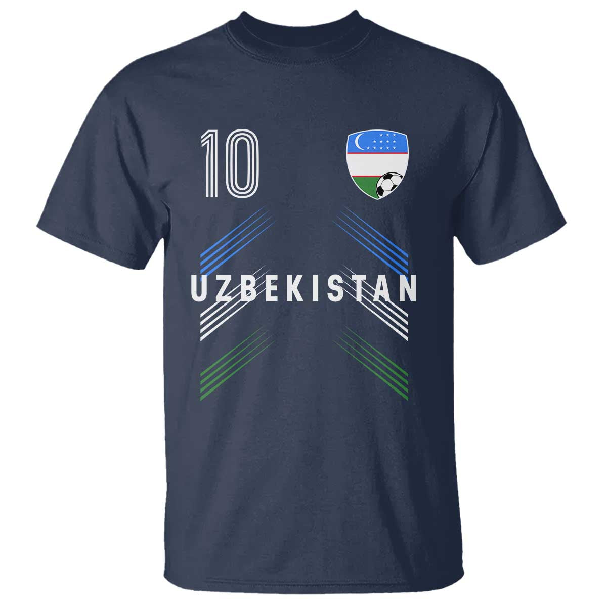 Uzbekistan Soccer Sports Graphic Number 10 Jersey Style T Shirt Proud Uzbek Football Fans Game Day Pride