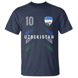 Uzbekistan Soccer Sports Graphic Number 10 Jersey Style T Shirt Proud Uzbek Football Fans Game Day Pride