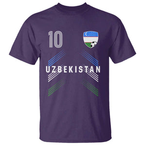 Uzbekistan Soccer Sports Graphic Number 10 Jersey Style T Shirt Proud Uzbek Football Fans Game Day Pride