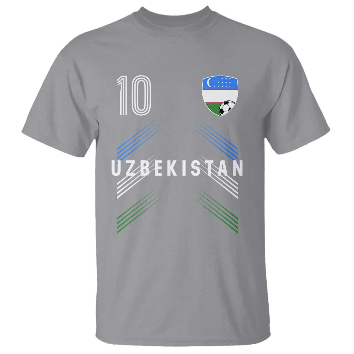 Uzbekistan Soccer Sports Graphic Number 10 Jersey Style T Shirt Proud Uzbek Football Fans Game Day Pride