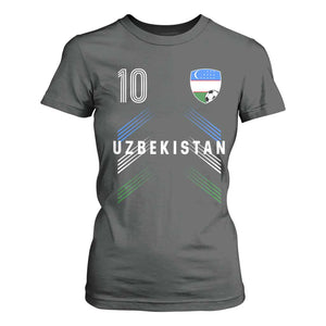 Uzbekistan Soccer Sports Graphic Number 10 Jersey Style T Shirt For Women Proud Uzbek Football Fans Game Day Pride