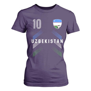 Uzbekistan Soccer Sports Graphic Number 10 Jersey Style T Shirt For Women Proud Uzbek Football Fans Game Day Pride