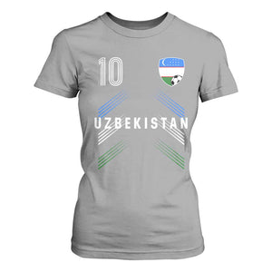 Uzbekistan Soccer Sports Graphic Number 10 Jersey Style T Shirt For Women Proud Uzbek Football Fans Game Day Pride
