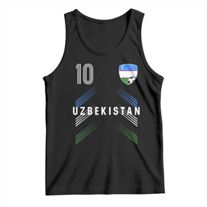 Uzbekistan Soccer Sports Graphic Number 10 Jersey Style Tank Top Proud Uzbek Football Fans Game Day Pride