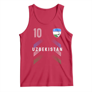Uzbekistan Soccer Sports Graphic Number 10 Jersey Style Tank Top Proud Uzbek Football Fans Game Day Pride