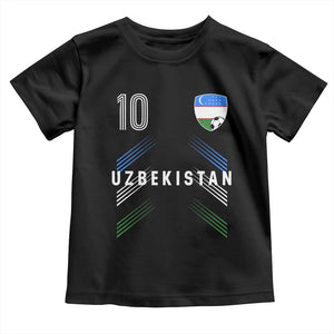 Uzbekistan Soccer Sports Graphic Number 10 Jersey Style Toddler T Shirt Proud Uzbek Football Fans Game Day Pride