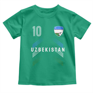 Uzbekistan Soccer Sports Graphic Number 10 Jersey Style Toddler T Shirt Proud Uzbek Football Fans Game Day Pride