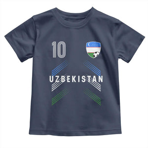 Uzbekistan Soccer Sports Graphic Number 10 Jersey Style Toddler T Shirt Proud Uzbek Football Fans Game Day Pride