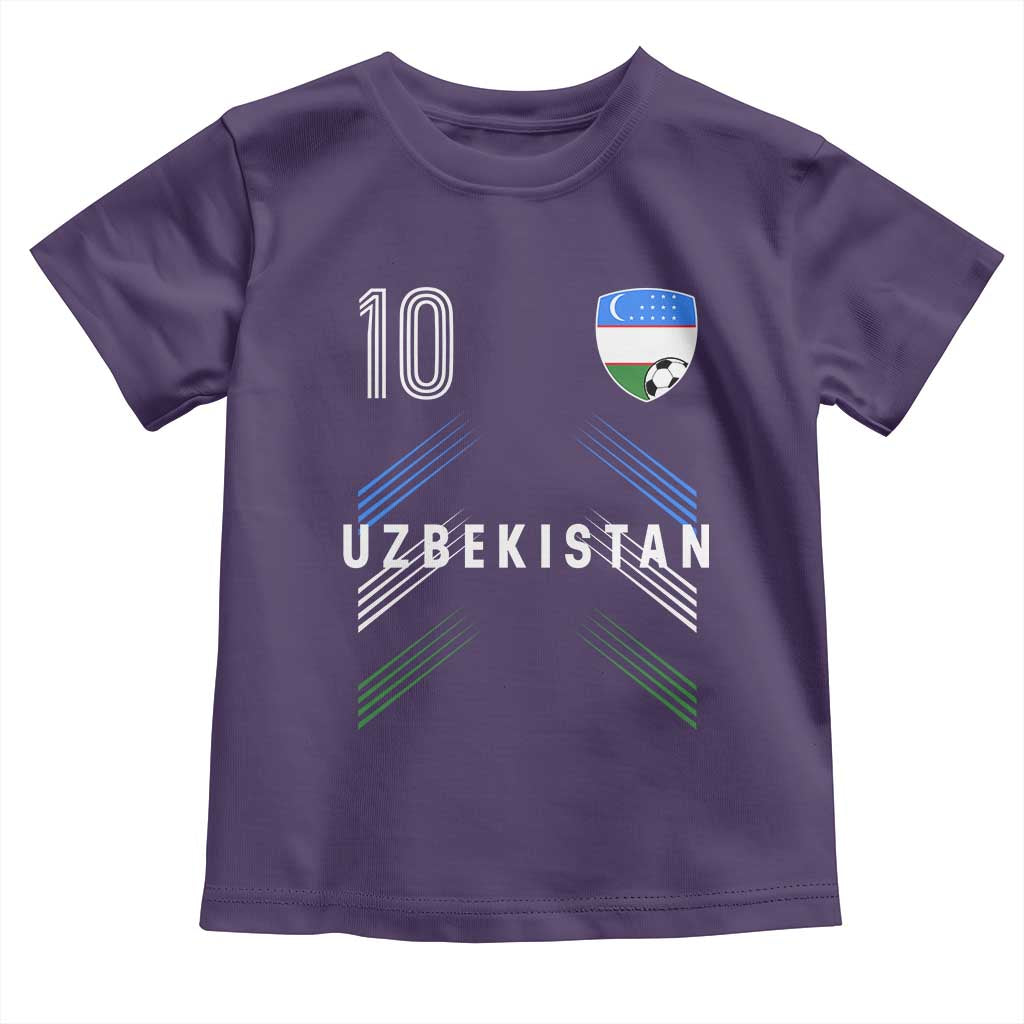 Uzbekistan Soccer Sports Graphic Number 10 Jersey Style Toddler T Shirt Proud Uzbek Football Fans Game Day Pride