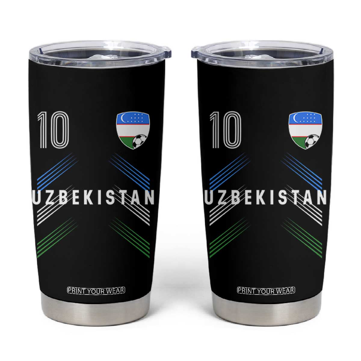 Uzbekistan Soccer Sports Graphic Number 10 Jersey Style Tumbler Cup Proud Uzbek Football Fans Game Day Pride TS02 Black Print Your Wear