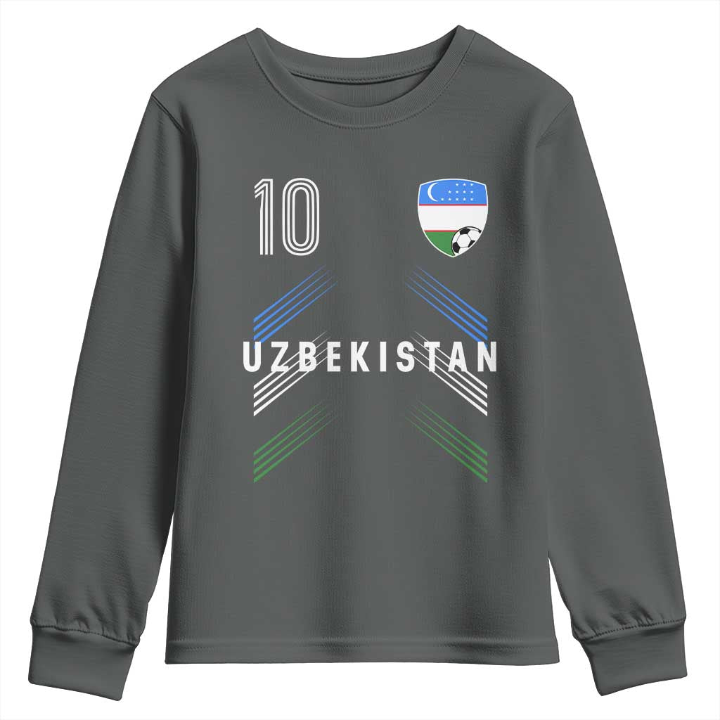 Uzbekistan Soccer Sports Graphic Number 10 Jersey Style Youth Sweatshirt Proud Uzbek Football Fans Game Day Pride