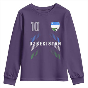 Uzbekistan Soccer Sports Graphic Number 10 Jersey Style Youth Sweatshirt Proud Uzbek Football Fans Game Day Pride
