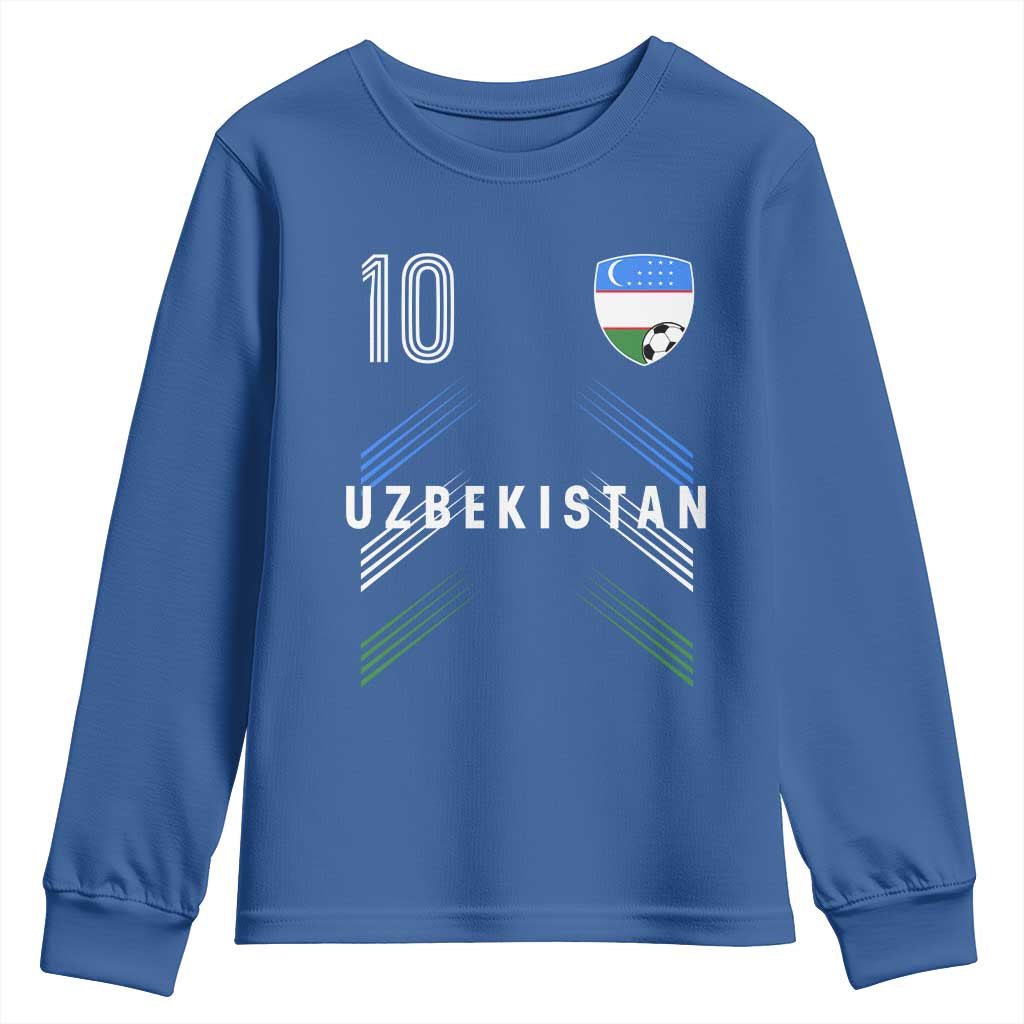 Uzbekistan Soccer Sports Graphic Number 10 Jersey Style Youth Sweatshirt Proud Uzbek Football Fans Game Day Pride