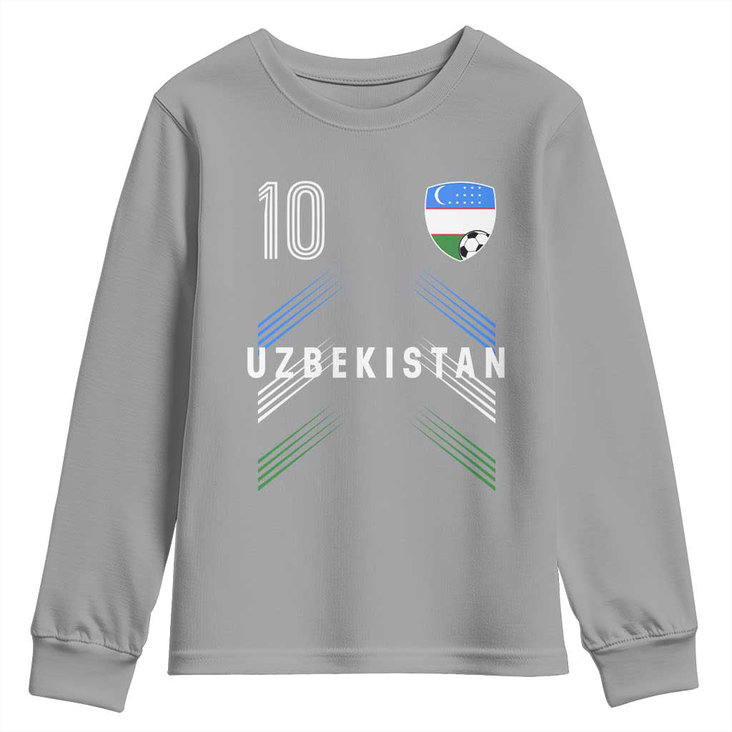 Uzbekistan Soccer Sports Graphic Number 10 Jersey Style Youth Sweatshirt Proud Uzbek Football Fans Game Day Pride