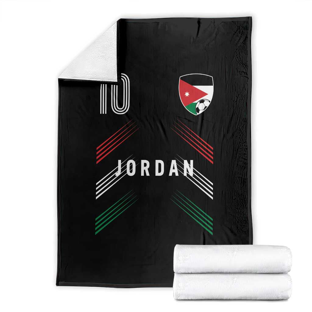 Jordan Soccer Sports Graphic Number 10 Jersey Style Throw Blanket Proud Jordanian Football Fans Game Day Pride