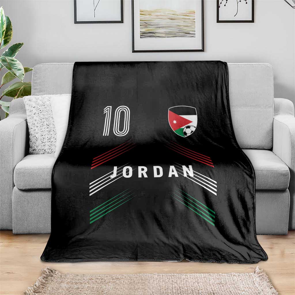 Jordan Soccer Sports Graphic Number 10 Jersey Style Throw Blanket Proud Jordanian Football Fans Game Day Pride