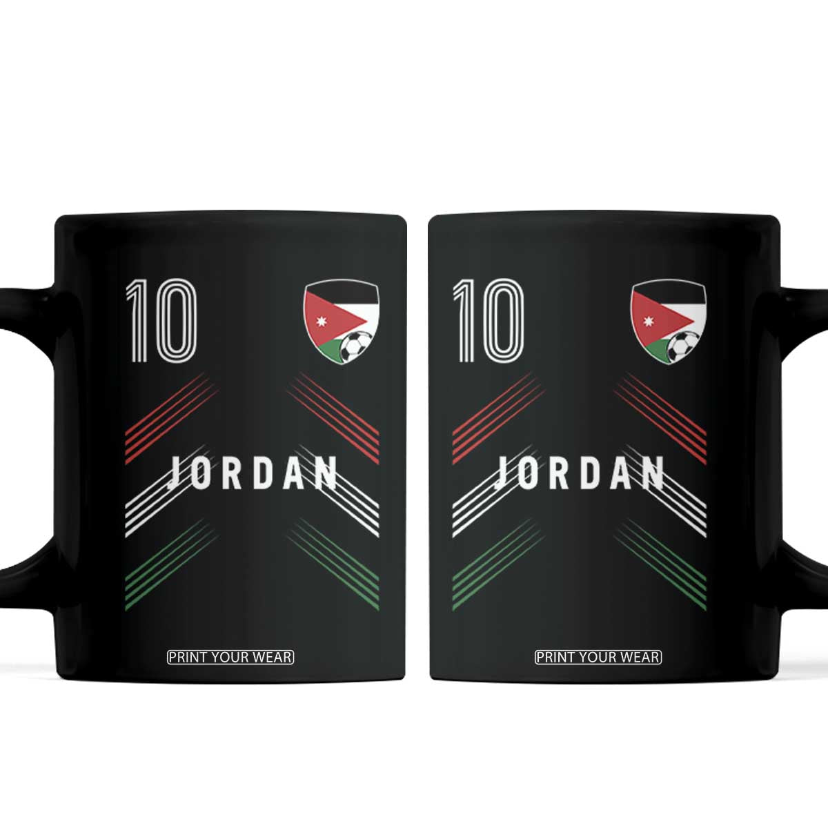 Jordan Soccer Sports Graphic Number 10 Jersey Style Coffee Mug Proud Jordanian Football Fans Game Day Pride