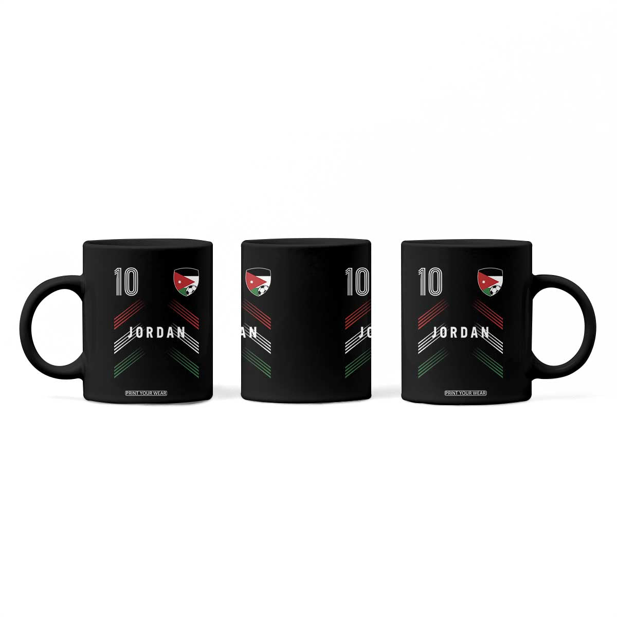 Jordan Soccer Sports Graphic Number 10 Jersey Style Coffee Mug Proud Jordanian Football Fans Game Day Pride