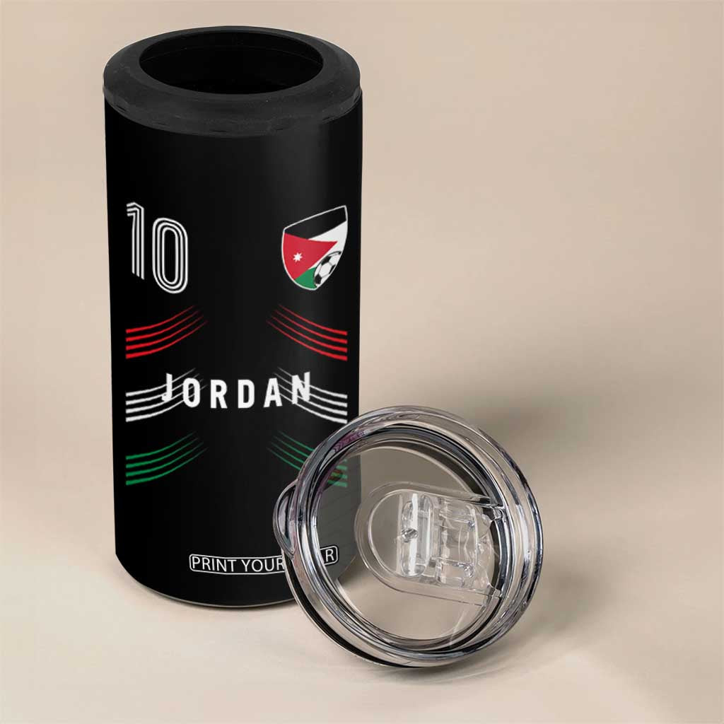Jordan Soccer Sports Graphic Number 10 Jersey Style 4 in 1 Can Cooler Tumbler Proud Jordanian Football Fans Game Day Pride