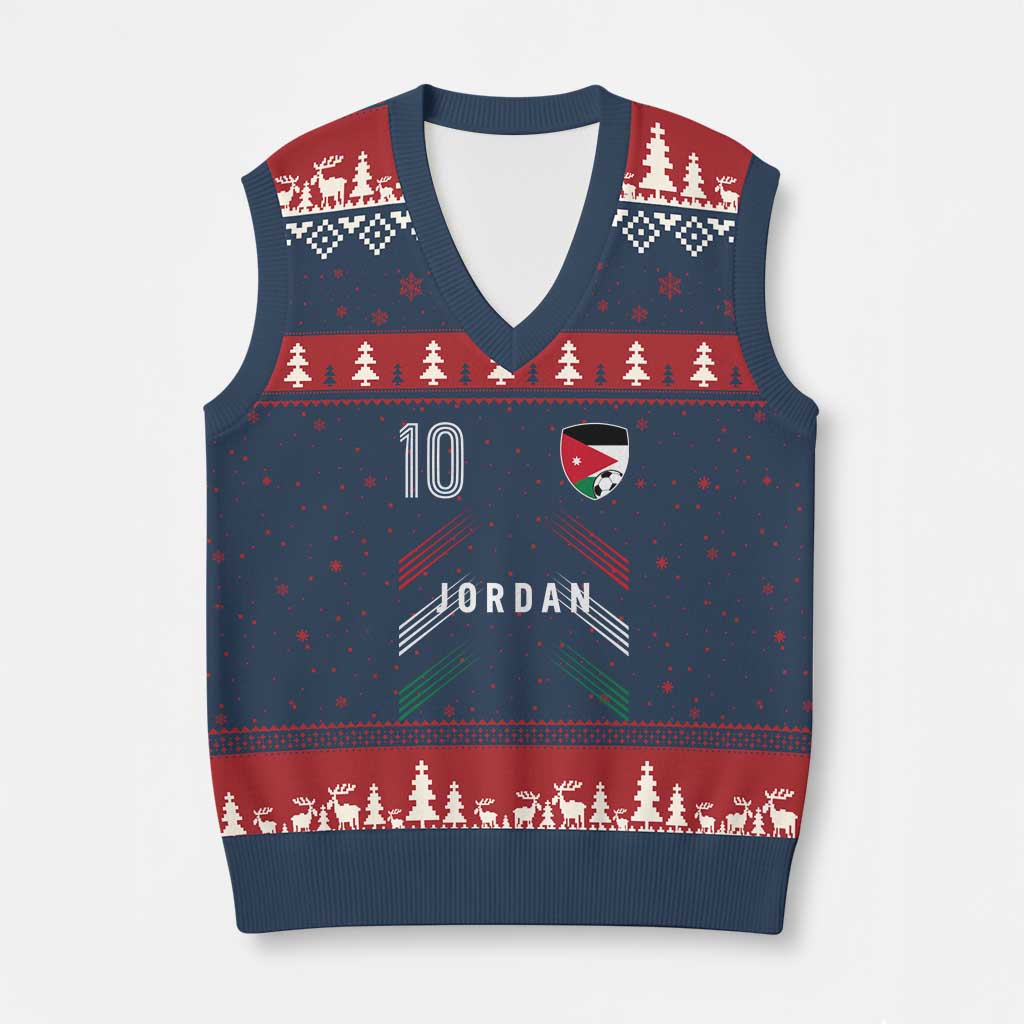 Jordan Soccer Sports Graphic Number 10 Jersey Style V-Neck Knit Sweater Vest Proud Jordanian Football Fans Game Day Pride