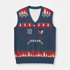 Jordan Soccer Sports Graphic Number 10 Jersey Style V-Neck Knit Sweater Vest Proud Jordanian Football Fans Game Day Pride