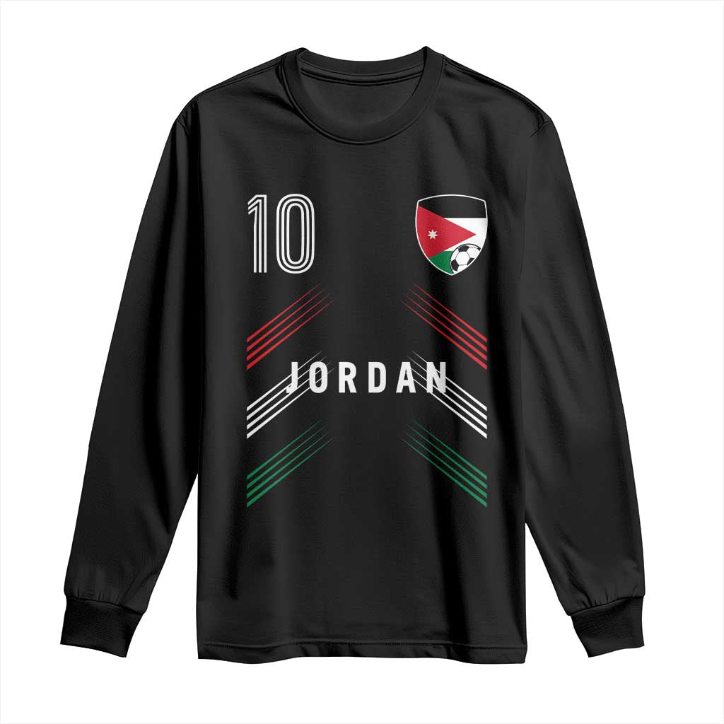 Jordan Soccer Sports Graphic Number 10 Jersey Style Long Sleeve Shirt Proud Jordanian Football Fans Game Day Pride TS02 Black Print Your Wear