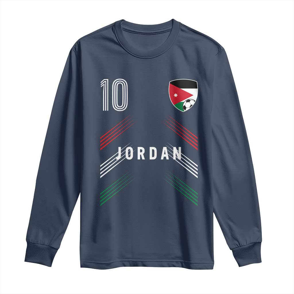 Jordan Soccer Sports Graphic Number 10 Jersey Style Long Sleeve Shirt Proud Jordanian Football Fans Game Day Pride