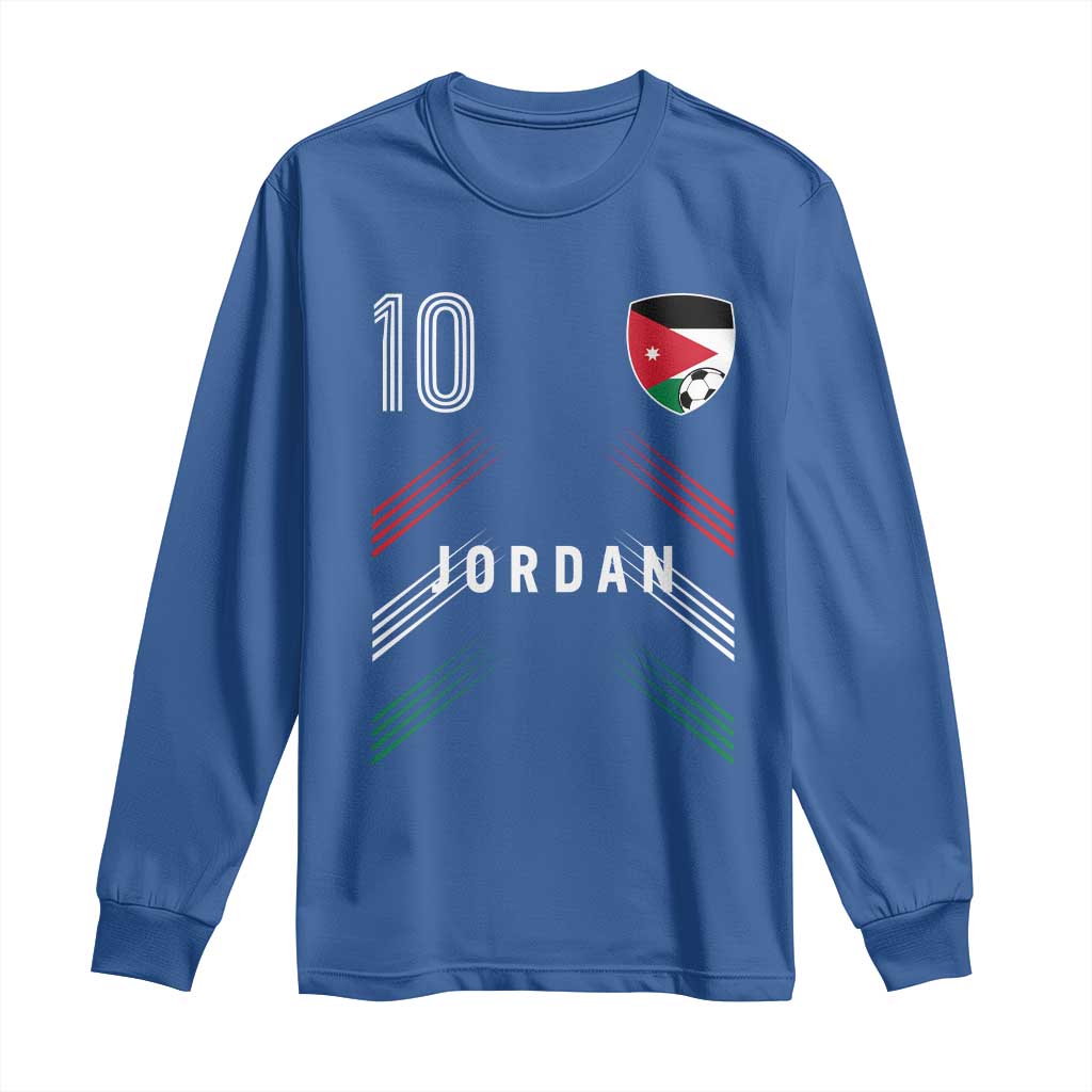 Jordan Soccer Sports Graphic Number 10 Jersey Style Long Sleeve Shirt Proud Jordanian Football Fans Game Day Pride
