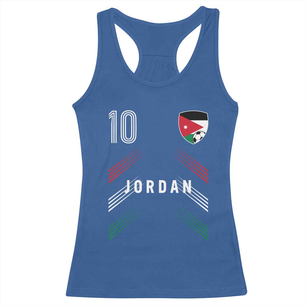 Jordan Soccer Sports Graphic Number 10 Jersey Style Racerback Tank Top Proud Jordanian Football Fans Game Day Pride