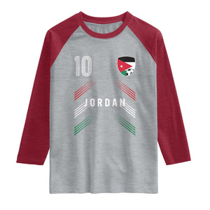 Jordan Soccer Sports Graphic Number 10 Jersey Style Raglan Shirt Proud Jordanian Football Fans Game Day Pride