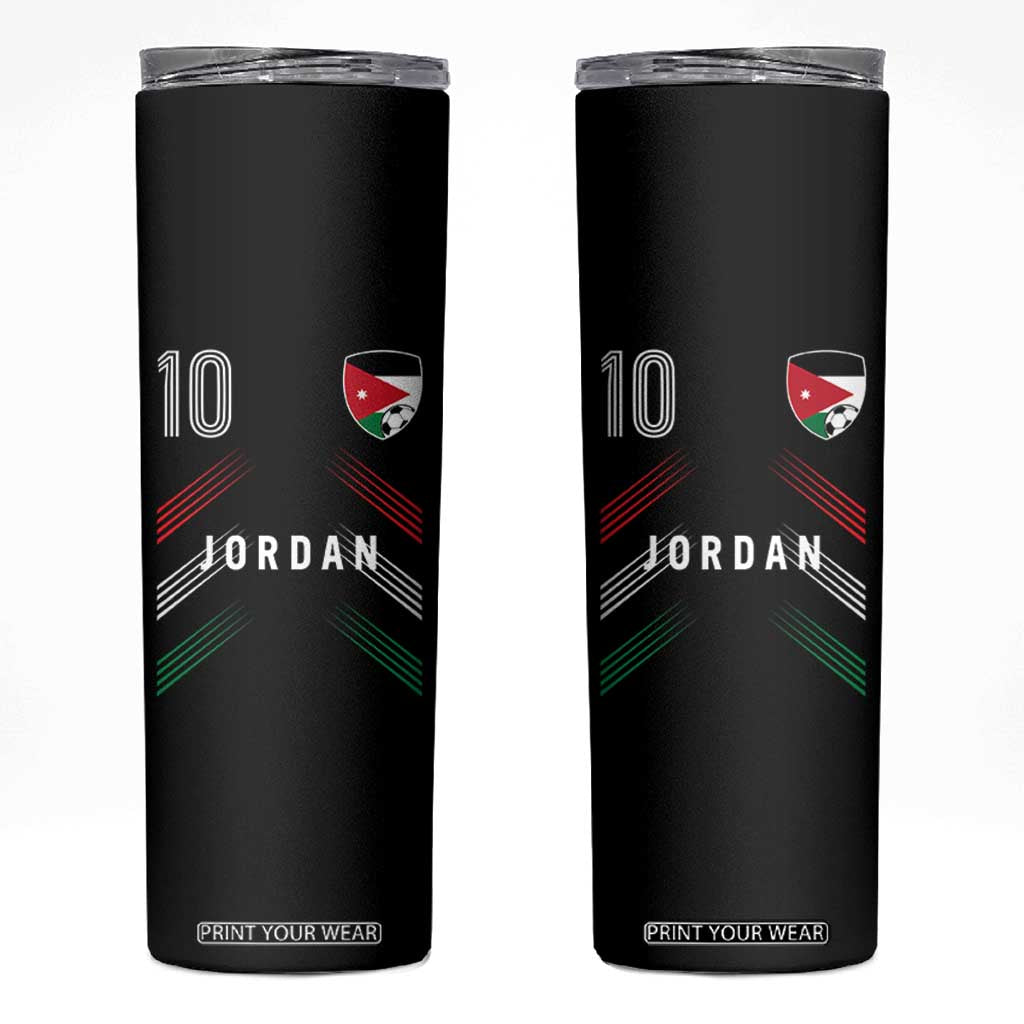 Jordan Soccer Sports Graphic Number 10 Jersey Style Skinny Tumbler Proud Jordanian Football Fans Game Day Pride
