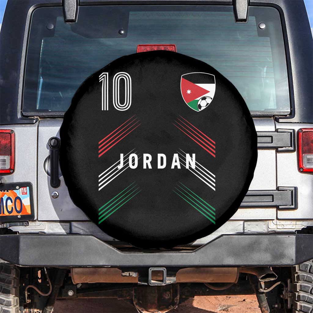 Jordan Soccer Sports Graphic Number 10 Jersey Style Spare Tire Cover Proud Jordanian Football Fans Game Day Pride TS02 No hole Black Print Your Wear