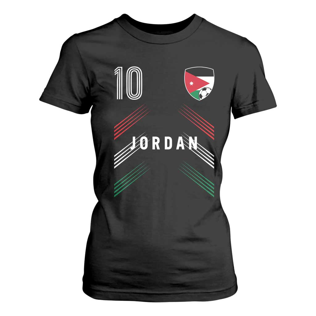 Jordan Soccer Sports Graphic Number 10 Jersey Style T Shirt For Women Proud Jordanian Football Fans Game Day Pride